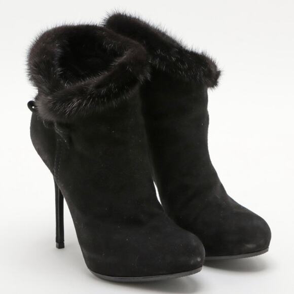 Christian Dior Black Suede Booties Heeled Ankle Boots Women’s size 36